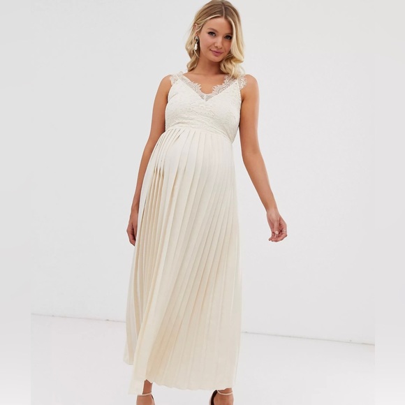 Little Mistress Dresses | Pleated Lace Cream Colored Maternity Dress | Color: Cream | Size: 6m | Wendygay's Closet Little Mistress Dresses | Pleated Lace Cream Colored Maternity Dress | Color: Cream | Size: 6m | Wendygay's Closet